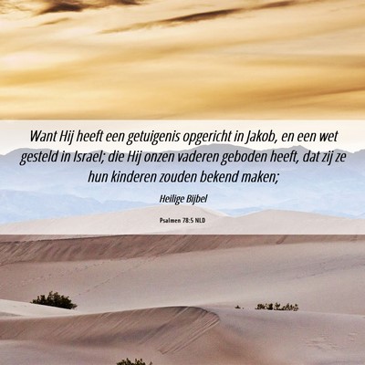 Picture 06 - Psalmen 78:5 NLD - Want Hij heeft een getuigenis opgericht in Jakob, - Bible Verse Picture