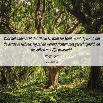 Picture 06 - Psalmen 96:13 NLD - Voor het aangezicht des HEEREN; want Hij komt, - Bible Verse Picture
