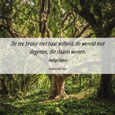 Picture 06 - Psalmen 98:7 NLD - De zee bruise met haar volheid, de wereld met - Bible Verse Picture
