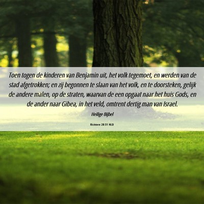 Picture 06 - Richtere 20:31 NLD - Toen togen de kinderen van Benjamin uit, het volk - Bible Verse Picture