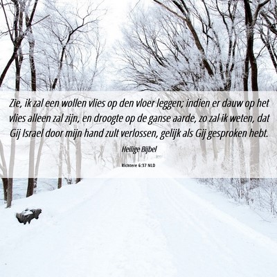 Picture 06 - Richtere 6:37 NLD - Zie, ik zal een wollen vlies op den vloer leggen; - Bible Verse Picture