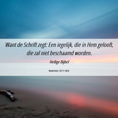 Picture 06 - Romeinen 10:11 NLD - Want de Schrift zegt: Een iegelijk, die in Hem - Bible Verse Picture