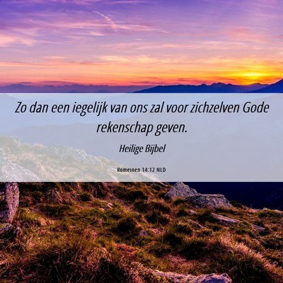 Picture 06 - Romeinen 14:12 NLD - Zo dan een iegelijk van ons zal voor zichzelven - Bible Verse Picture