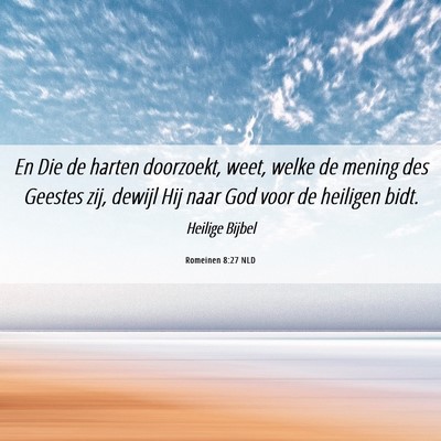 Picture 06 - Romeinen 8:27 NLD - En Die de harten doorzoekt, weet, welke de mening - Bible Verse Picture