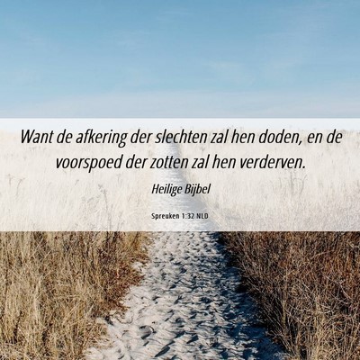 Picture 06 - Spreuken 1:32 NLD - Want de afkering der slechten zal hen doden, en - Bible Verse Picture