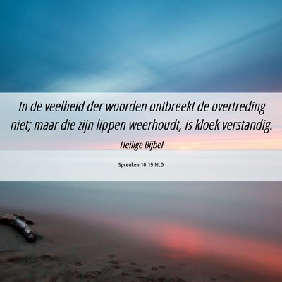 Picture 06 - Spreuken 10:19 NLD - In de veelheid der woorden ontbreekt de - Bible Verse Picture