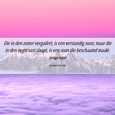 Picture 06 - Spreuken 10:5 NLD - Die in den zomer vergadert, is een verstandig - Bible Verse Picture