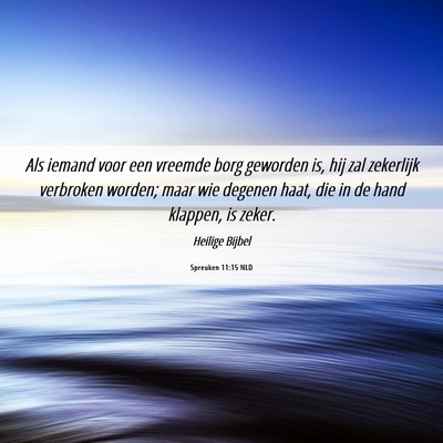 Picture 06 - Spreuken 11:15 NLD - Als iemand voor een vreemde borg geworden is, hij - Bible Verse Picture