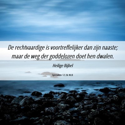 Picture 06 - Spreuken 12:26 NLD - De rechtvaardige is voortreffelijker dan zijn - Bible Verse Picture