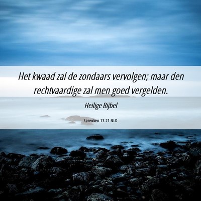 Picture 06 - Spreuken 13:21 NLD - Het kwaad zal de zondaars vervolgen; maar den - Bible Verse Picture