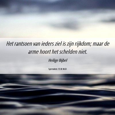 Picture 06 - Spreuken 13:8 NLD - Het rantsoen van ieders ziel is zijn rijkdom; - Bible Verse Picture