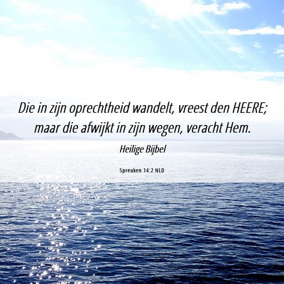 Picture 06 - Spreuken 14:2 NLD - Die in zijn oprechtheid wandelt, vreest den - Bible Verse Picture