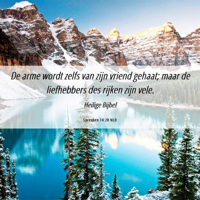 Picture 06 - Spreuken 14:20 NLD - De arme wordt zelfs van zijn vriend gehaat; maar - Bible Verse Picture