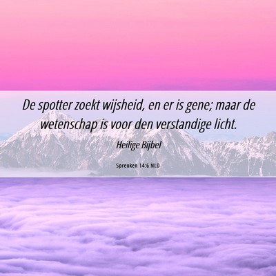 Picture 06 - Spreuken 14:6 NLD - De spotter zoekt wijsheid, en er is gene; maar de - Bible Verse Picture