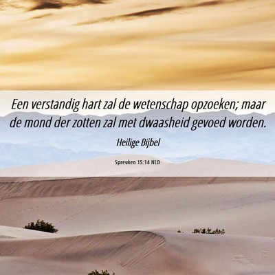 Picture 06 - Spreuken 15:14 NLD - Een verstandig hart zal de wetenschap opzoeken; - Bible Verse Picture