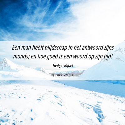 Picture 06 - Spreuken 15:23 NLD - Een man heeft blijdschap in het antwoord zijns - Bible Verse Picture
