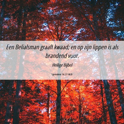 Picture 06 - Spreuken 16:27 NLD - Een Belialsman graaft kwaad; en op zijn lippen is - Bible Verse Picture