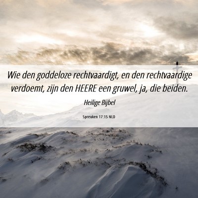 Picture 06 - Spreuken 17:15 NLD - Wie den goddeloze rechtvaardigt, en den - Bible Verse Picture