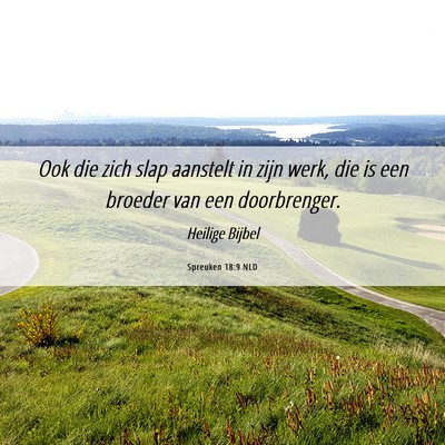 Picture 06 - Spreuken 18:9 NLD - Ook die zich slap aanstelt in zijn werk, die is - Bible Verse Picture