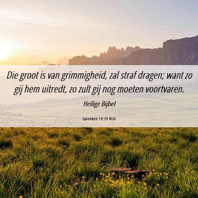 Picture 06 - Spreuken 19:19 NLD - Die groot is van grimmigheid, zal straf dragen; - Bible Verse Picture