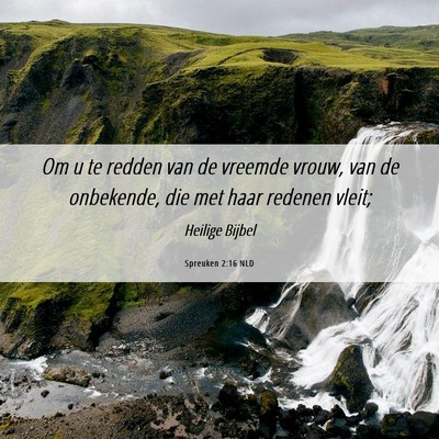 Picture 06 - Spreuken 2:16 NLD - Om u te redden van de vreemde vrouw, van de - Bible Verse Picture