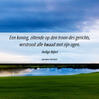 Picture 06 - Spreuken 20:8 NLD - Een koning, zittende op den troon des gerichts, - Bible Verse Picture
