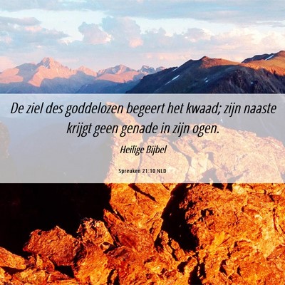 Picture 06 - Spreuken 21:10 NLD - De ziel des goddelozen begeert het kwaad; zijn - Bible Verse Picture