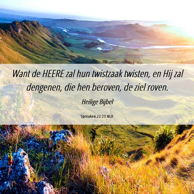 Picture 06 - Spreuken 22:23 NLD - Want de HEERE zal hun twistzaak twisten, en Hij - Bible Verse Picture