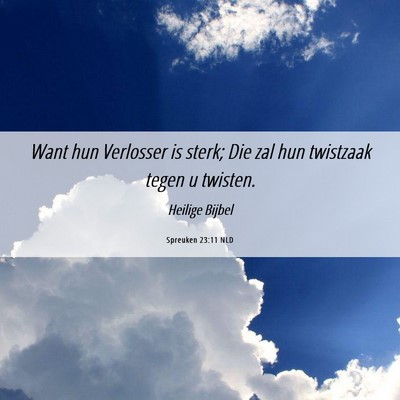 Picture 06 - Spreuken 23:11 NLD - Want hun Verlosser is sterk; Die zal hun - Bible Verse Picture