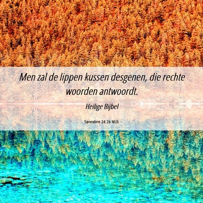 Picture 06 - Spreuken 24:26 NLD - Men zal de lippen kussen desgenen, die rechte - Bible Verse Picture