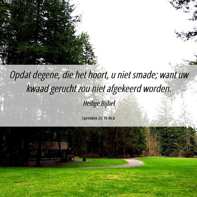 Picture 06 - Spreuken 25:10 NLD - Opdat degene, die het hoort, u niet smade; want - Bible Verse Picture