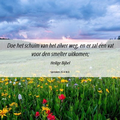 Picture 06 - Spreuken 25:4 NLD - Doe het schuim van het zilver weg, en er zal een - Bible Verse Picture
