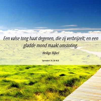 Picture 06 - Spreuken 26:28 NLD - Een valse tong haat degenen, die zij verbrijzelt; - Bible Verse Picture