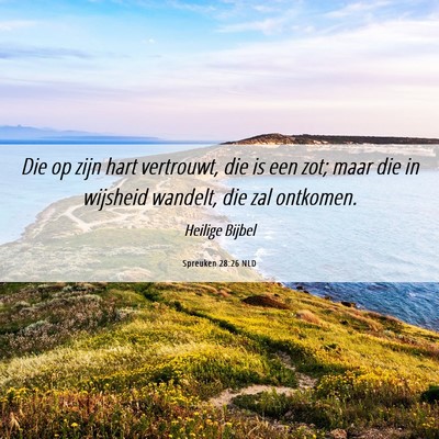 Picture 06 - Spreuken 28:26 NLD - Die op zijn hart vertrouwt, die is een zot; maar - Bible Verse Picture