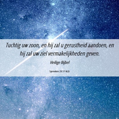 Picture 06 - Spreuken 29:17 NLD - Tuchtig uw zoon, en hij zal u gerustheid aandoen, - Bible Verse Picture