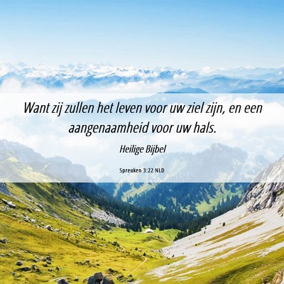 Picture 06 - Spreuken 3:22 NLD - Want zij zullen het leven voor uw ziel zijn, en - Bible Verse Picture