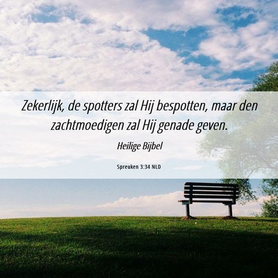 Picture 06 - Spreuken 3:34 NLD - Zekerlijk, de spotters zal Hij bespotten, maar - Bible Verse Picture