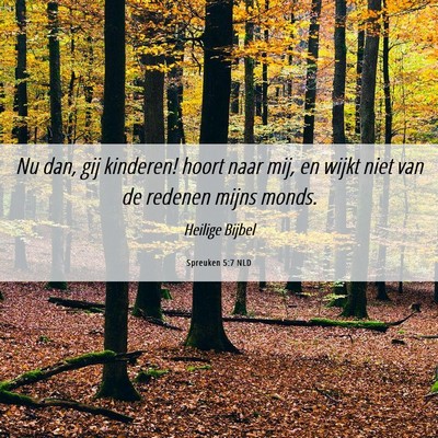 Picture 06 - Spreuken 5:7 NLD - Nu dan, gij kinderen! hoort naar mij, en wijkt - Bible Verse Picture