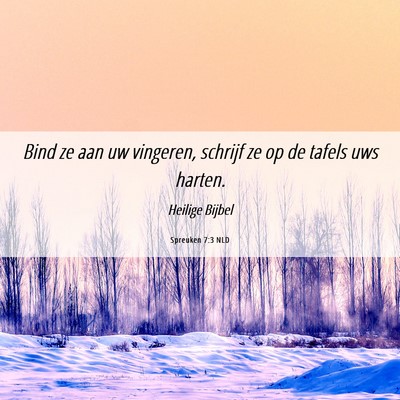 Picture 06 - Spreuken 7:3 NLD - Bind ze aan uw vingeren, schrijf ze op de tafels - Bible Verse Picture