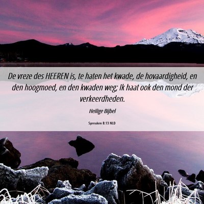 Picture 06 - Spreuken 8:13 NLD - De vreze des HEEREN is, te haten het kwade, de - Bible Verse Picture