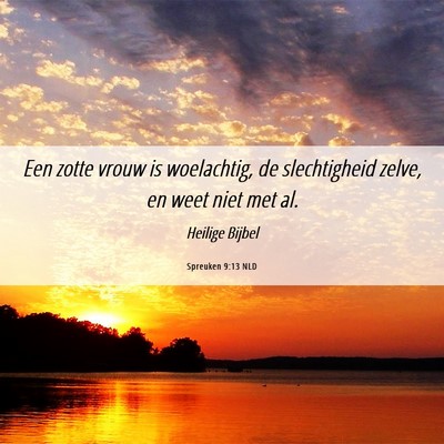 Picture 06 - Spreuken 9:13 NLD - Een zotte vrouw is woelachtig, de slechtigheid - Bible Verse Picture