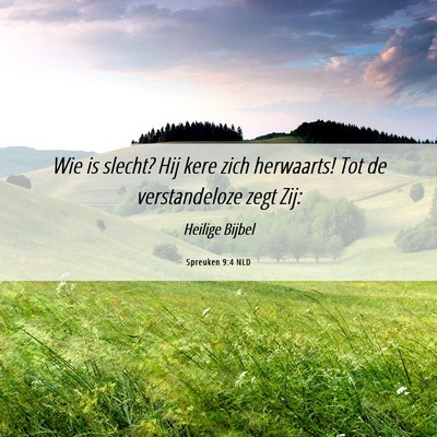 Picture 06 - Spreuken 9:4 NLD - Wie is slecht? Hij kere zich herwaarts! Tot de - Bible Verse Picture