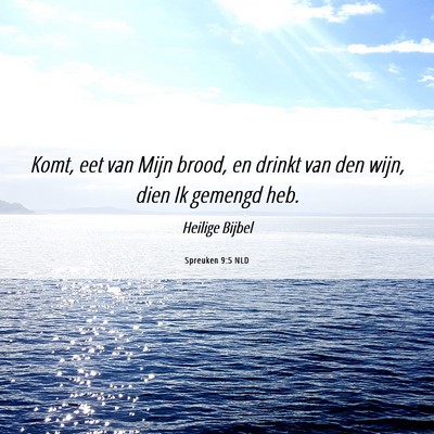 Picture 06 - Spreuken 9:5 NLD - Komt, eet van Mijn brood, en drinkt van den wijn, - Bible Verse Picture