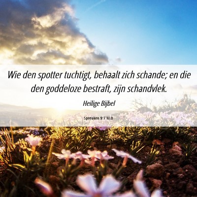 Picture 06 - Spreuken 9:7 NLD - Wie den spotter tuchtigt, behaalt zich schande; - Bible Verse Picture