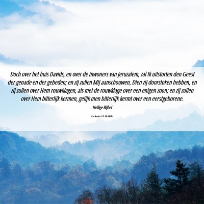 Picture 06 - Zacharia 12:10 NLD - Doch over het huis Davids, en over de inwoners - Bible Verse Picture
