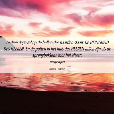Picture 06 - Zacharia 14:20 NLD - Te dien dage zal op de bellen der paarden staan: - Bible Verse Picture