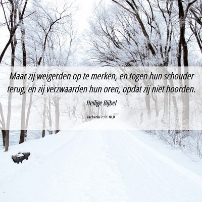 Picture 06 - Zacharia 7:11 NLD - Maar zij weigerden op te merken, en togen hun - Bible Verse Picture