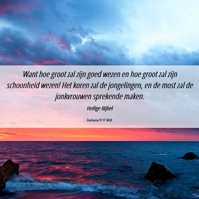 Picture 06 - Zacharia 9:17 NLD - Want hoe groot zal zijn goed wezen en hoe groot - Bible Verse Picture