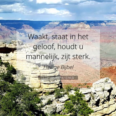 Picture 07 - 1 Corinthiërs 16:13 NLD - Waakt, staat in het geloof, houdt u mannelijk, - Bible Verse Picture