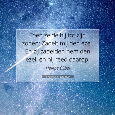 Picture 07 - 1 Koningen 13:13 NLD - Toen zeide hij tot zijn zonen: Zadelt mij den - Bible Verse Picture